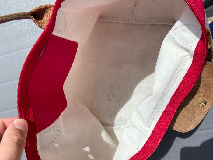 Sac à main Longchamp Le Pliage rouge/rose de taille M - photo numéro 9