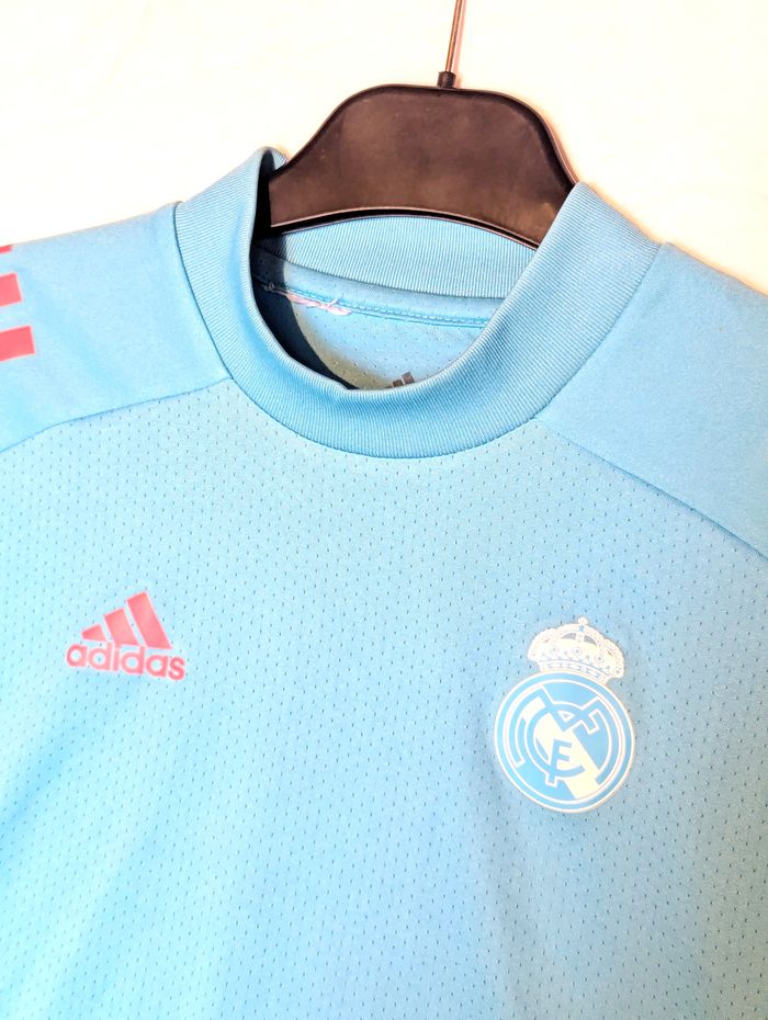 Maillot Adidas Bleu Sport Maille Anti Transpirante Triple Lignes Vêtement Tendance Mode Enfants - photo numéro 2