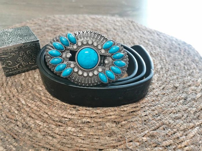 Ceinture de cowboy country femme turquoise