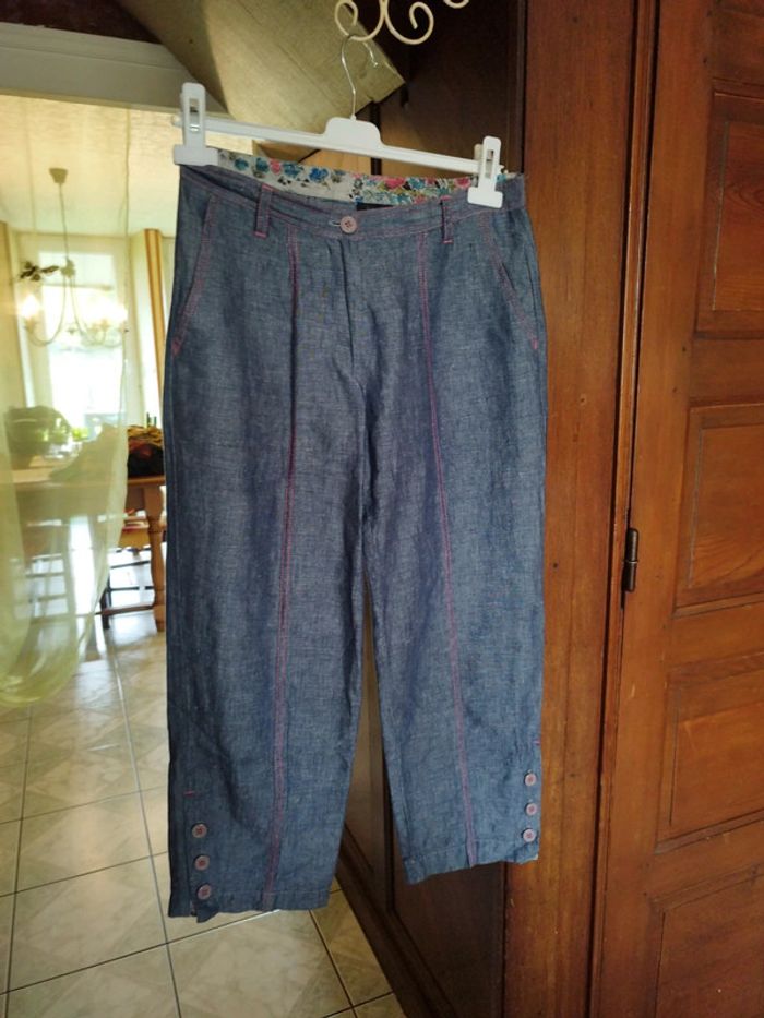Pantacourt bleu rose vintage style denim y2k 38
