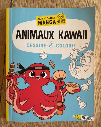 Livre manga Dessine et colorie Animaux kawaii Laure Nitschelm