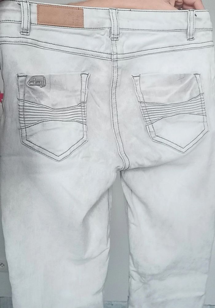 Pantalon skinny / slim blanc délavé taille 36 - photo numéro 4