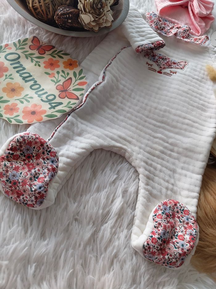 Pyjama molleton fleuri sergent major fille 3 mois 🎀 - photo numéro 2