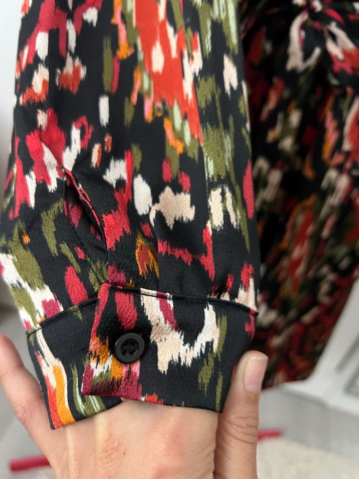 Robe satinée droite imprimée rose et noire Ikoone & Bianka - photo numéro 5