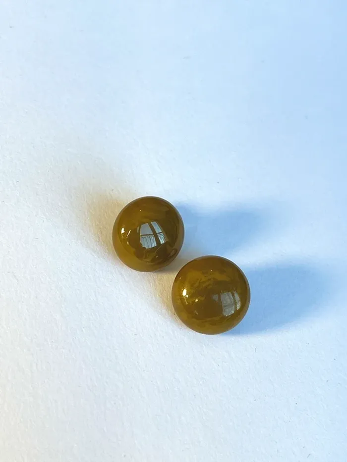 Boucles d’oreilles vintage fantaisie années 80 à clip vert kaki 👂 - photo numéro 2