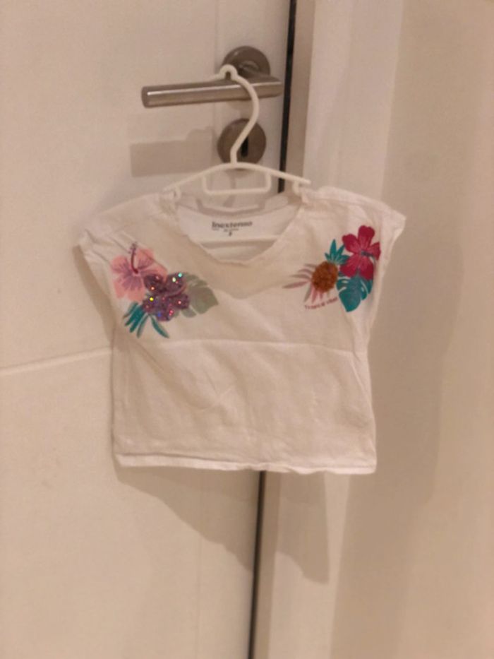 T shirt blanc fleurs