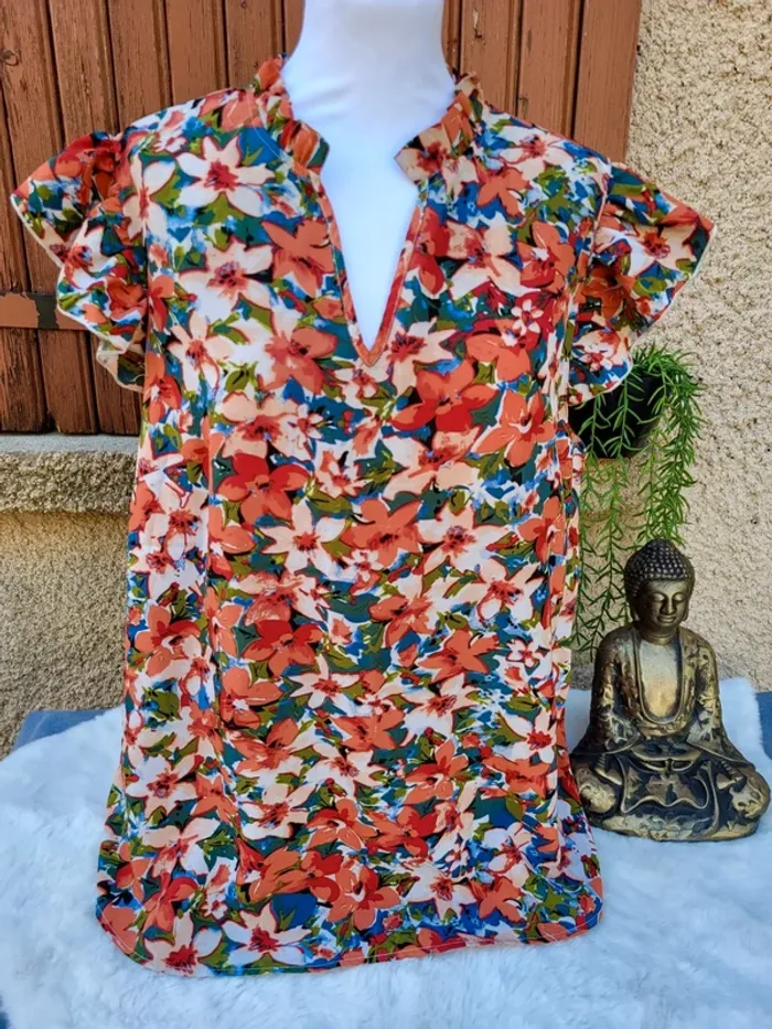 Blouse fleuri multicolore shein taille 46 - photo numéro 2