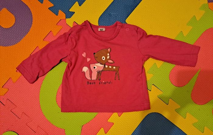 Ensemble t-shirt pantalon biche, taille 3 mois (62 cm) - photo numéro 2