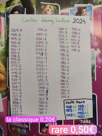 💖Cartes Disney a l'unité ou on lot💖 ENVOYE MOI TA LISTE💖envoie aujourd'hui ou demain🎁