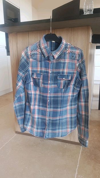 Chemise femme à carreaux jean