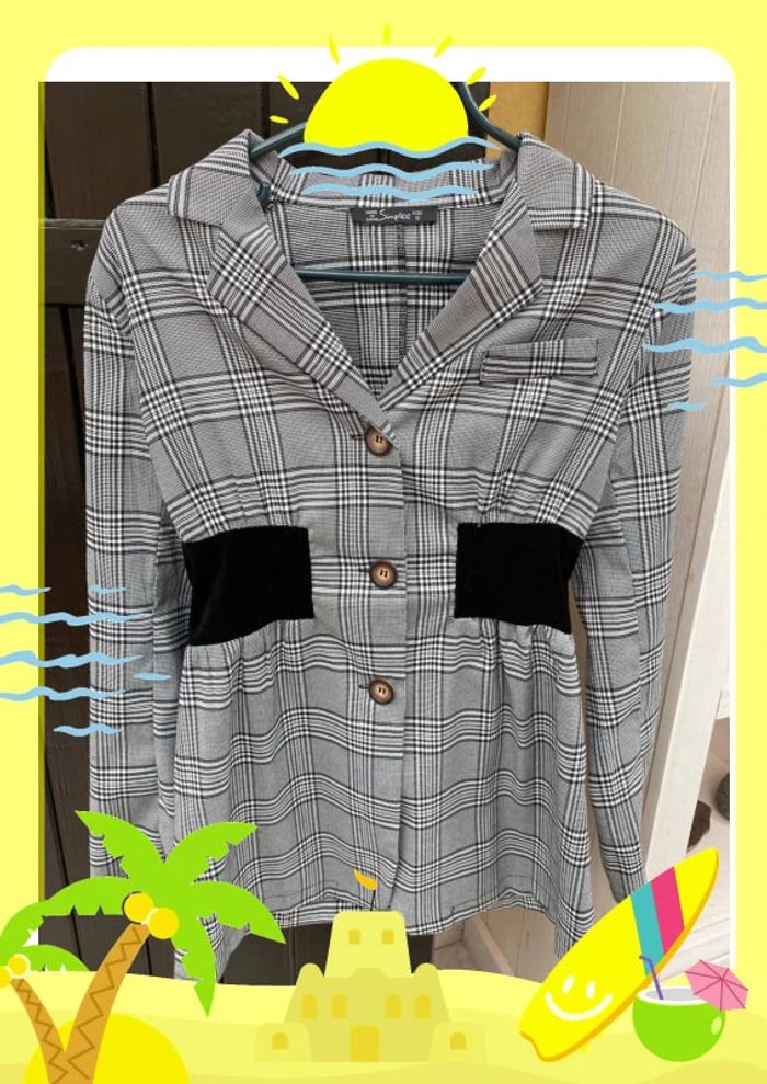 Blazer à carreaux avec boutons S 36 simplee shein