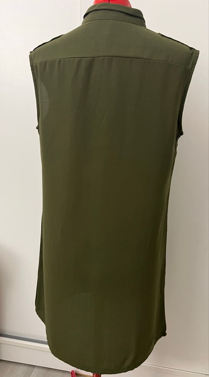 Robe sans manches droite voile kaki D&Z Fashion - photo numéro 4