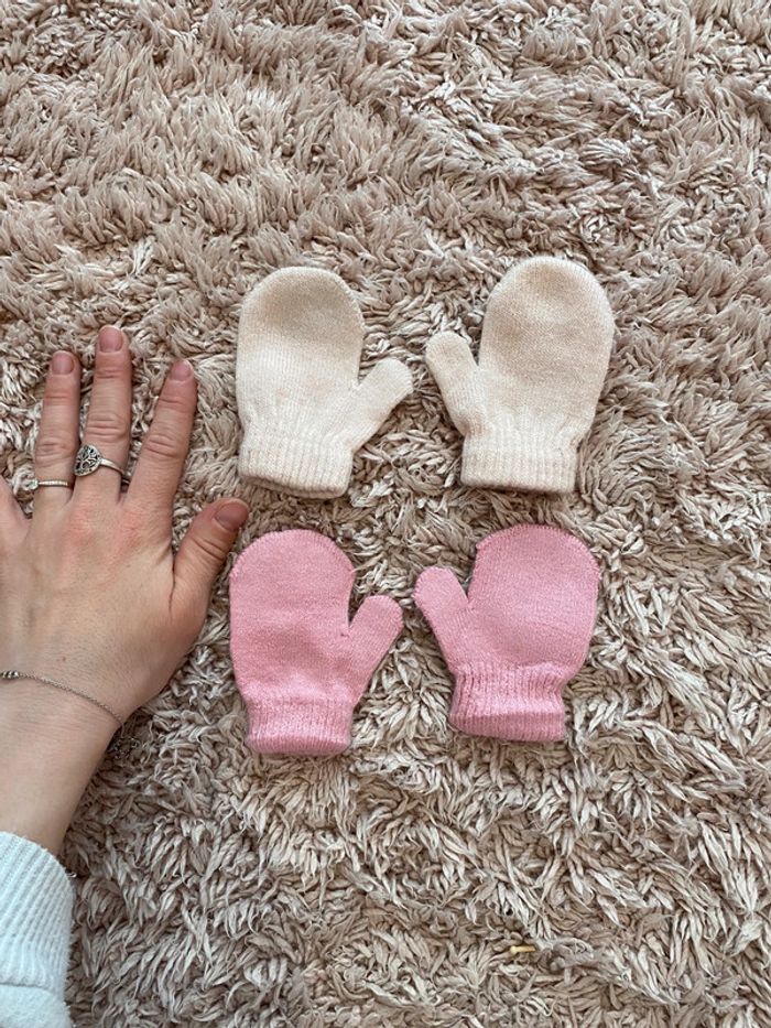 Lot de deux paires de gants bébé fille - photo numéro 2