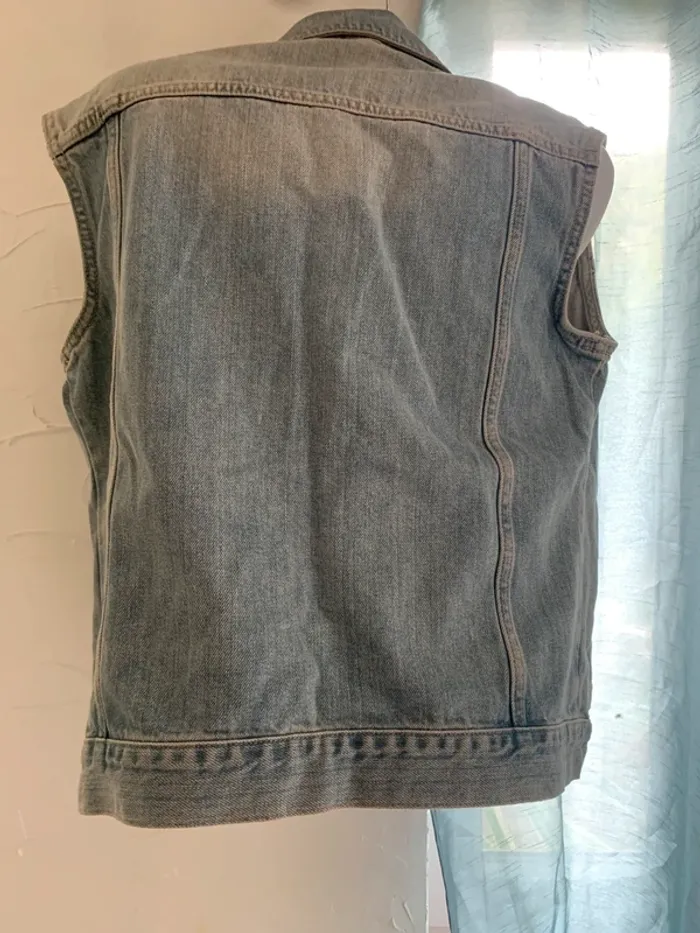 Veste jean vintage sans manches taille M - photo numéro 9