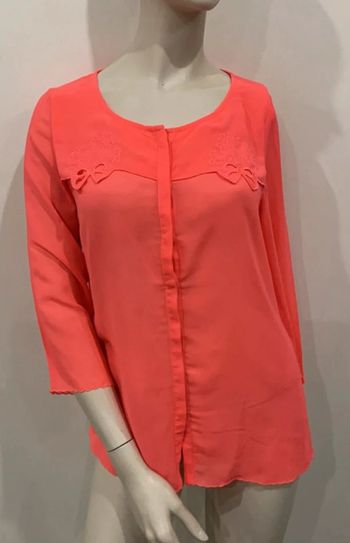 Joli haut fluo effet transparent Color Block taille 38