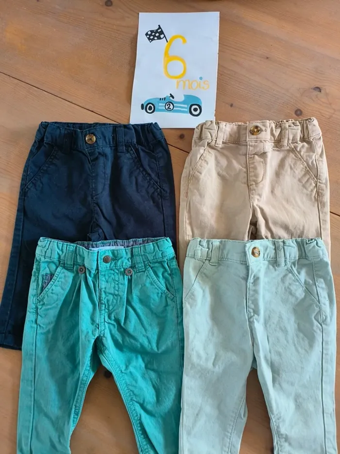 Lot de 4 pantalons chinos bébé garçon 6 mois - Gémo & Kiabi