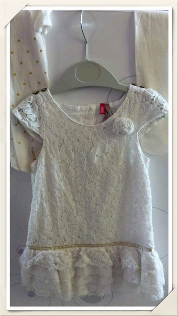 Robe de baptême 23 mois + collants + attache tétine spéciale cérémonie - photo numéro 5