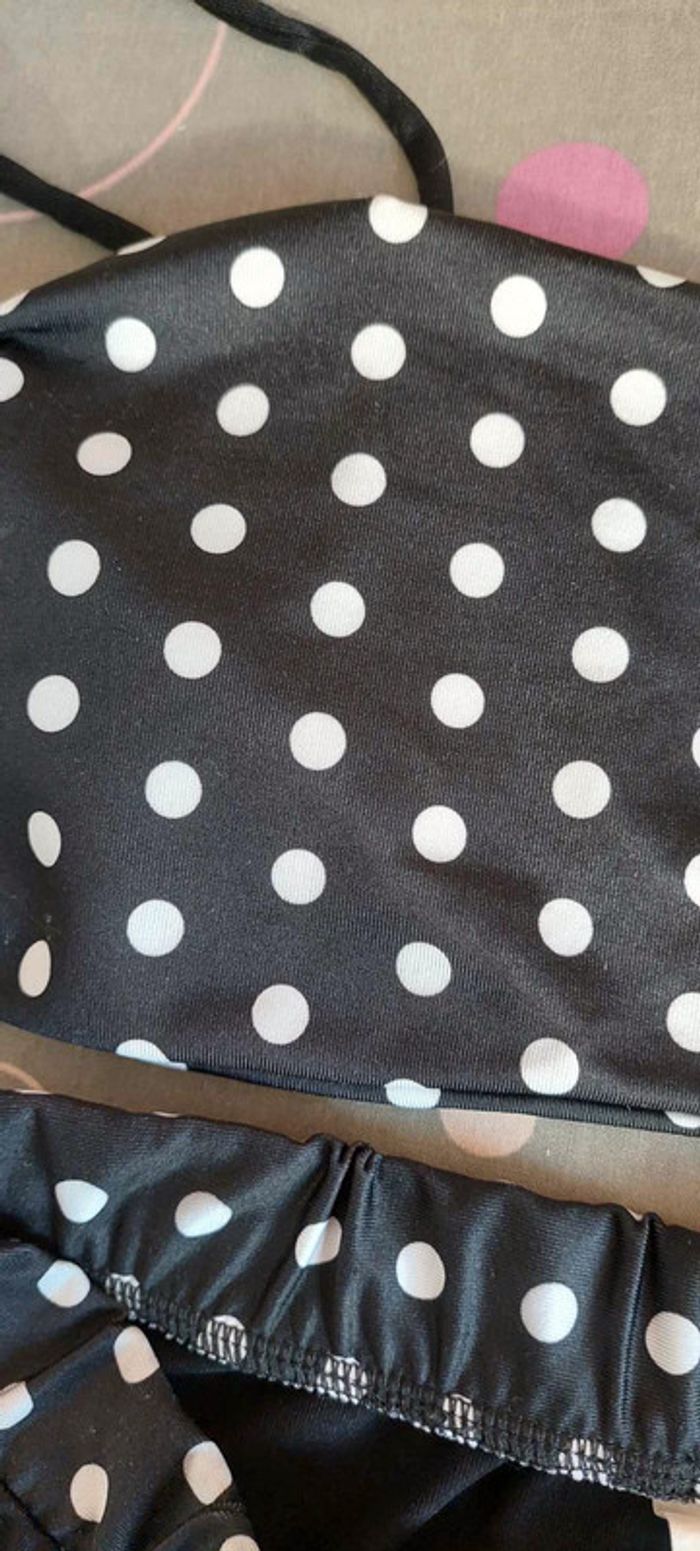 Joli maillot bain 2 pièces 3 Suisses noir à pois blancs 38 très bon état - photo numéro 5