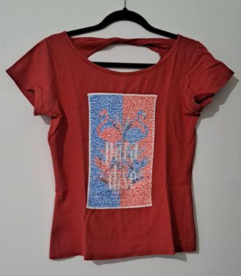 T-shirt rouge motif flamant