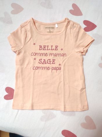 Tee-shirt manches courtes bébé fille - 9 mois - Très bon état - Orchestra