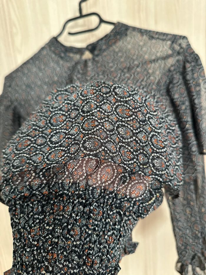 Blouse courte transparente volantée noir blanc taille M ZARA - photo numéro 5