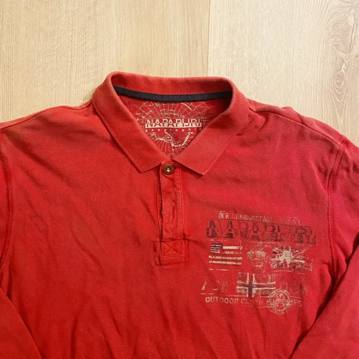 Napapijri Outdoor Clothing Polo Col V Rouge Homme Exclusive Collection Y2K (Taille M) - photo numéro 3