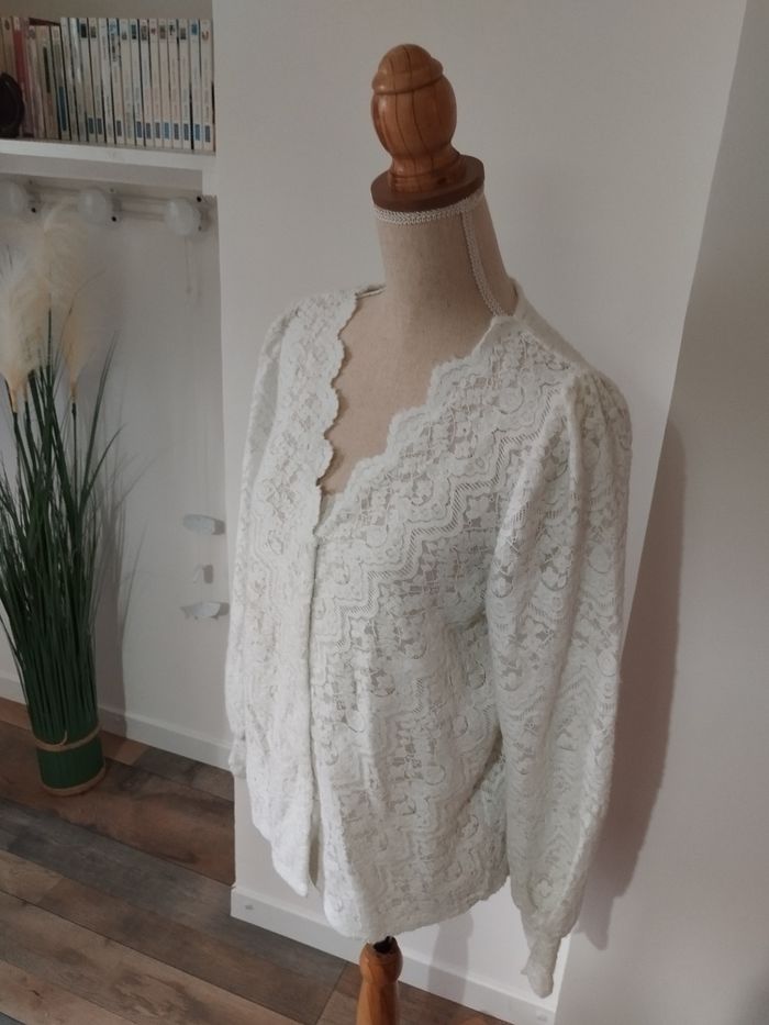 Cardigan crème dentelle - photo numéro 4