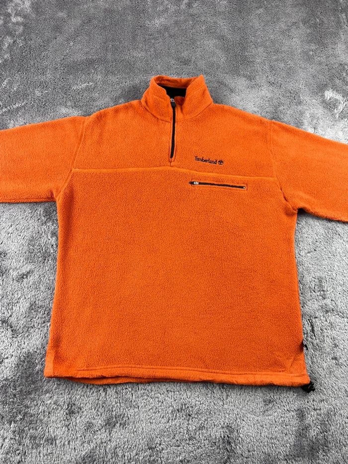 Pull polaire Timberland orange avec logo brodé – Taille XS (taille grand) - photo numéro 6