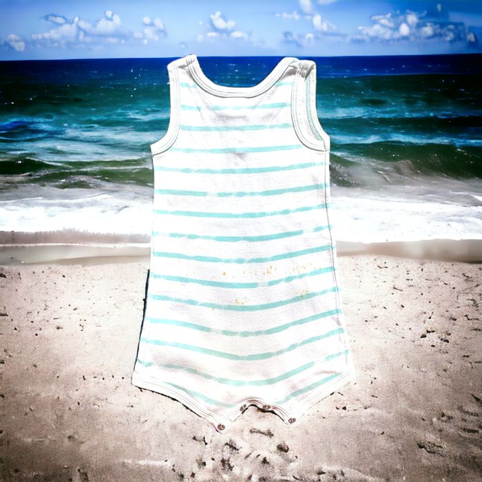 Barboteuse marinière menthe Petit Bateau 12 mois S (3€) - photo numéro 2