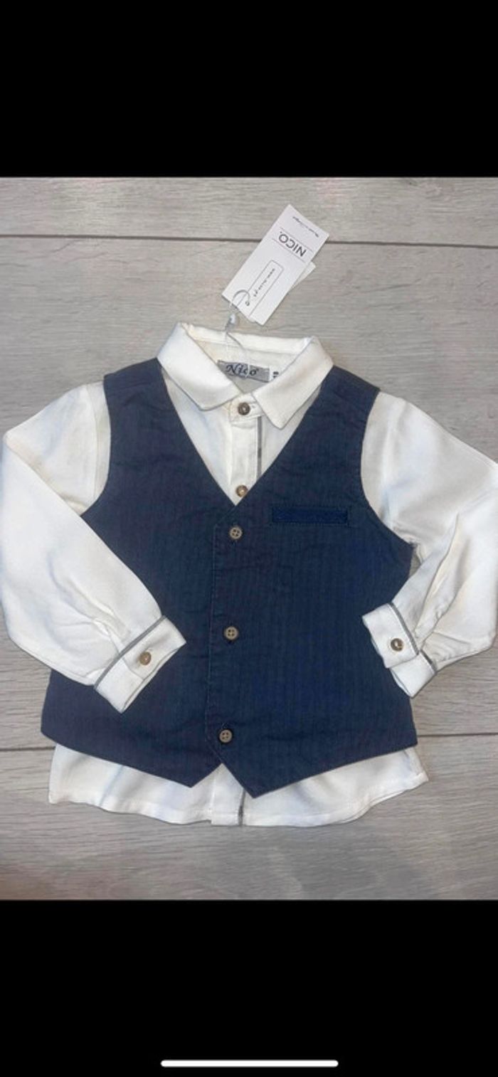 Ensemble chemise neuve avec étiquette + gilet tape à l’œil