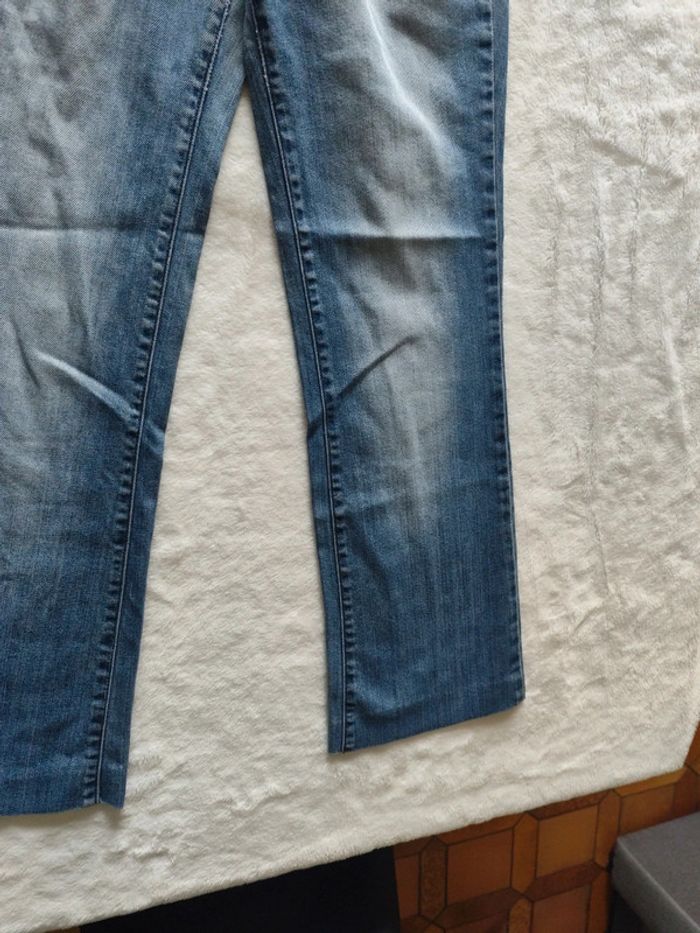 Jeans femme rétro vintage bleu ciel taille haute jambe large marque 3 suisse taille 38 - photo numéro 4