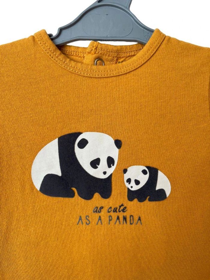 Pyjama coton jaune moutarde (pandas) - Kiabi 3 mois - photo numéro 2