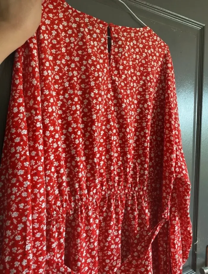 Robe rouge à motifs ceinture élastique taille 50 - photo numéro 6