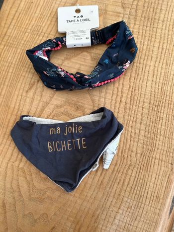 Ensemble lot tape à l’œil bavoir foulard triangle bandeau neuf 3-9 mois