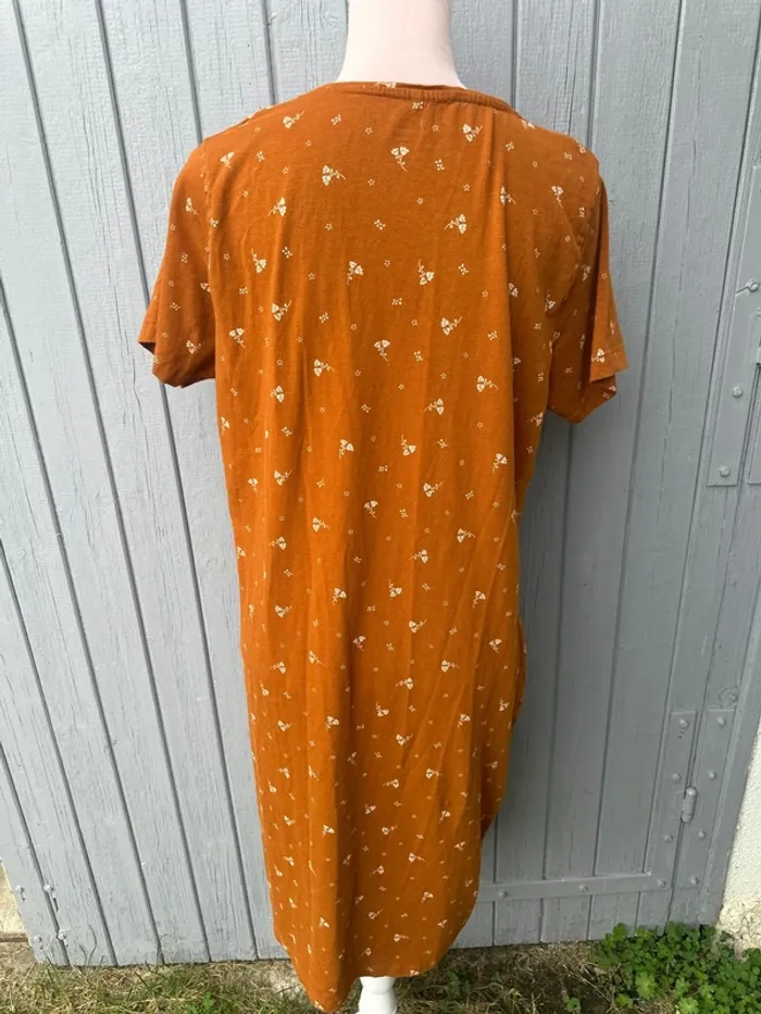 Robe longue manches courtes été fleuri camel blanc 48/4XL - photo numéro 4