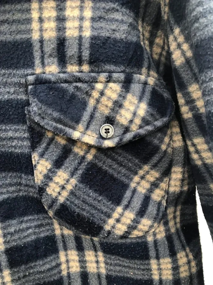 Lumberjack Flannel Plaid Polaire shirt chemise blue beige Mens XL / XXL - photo numéro 2