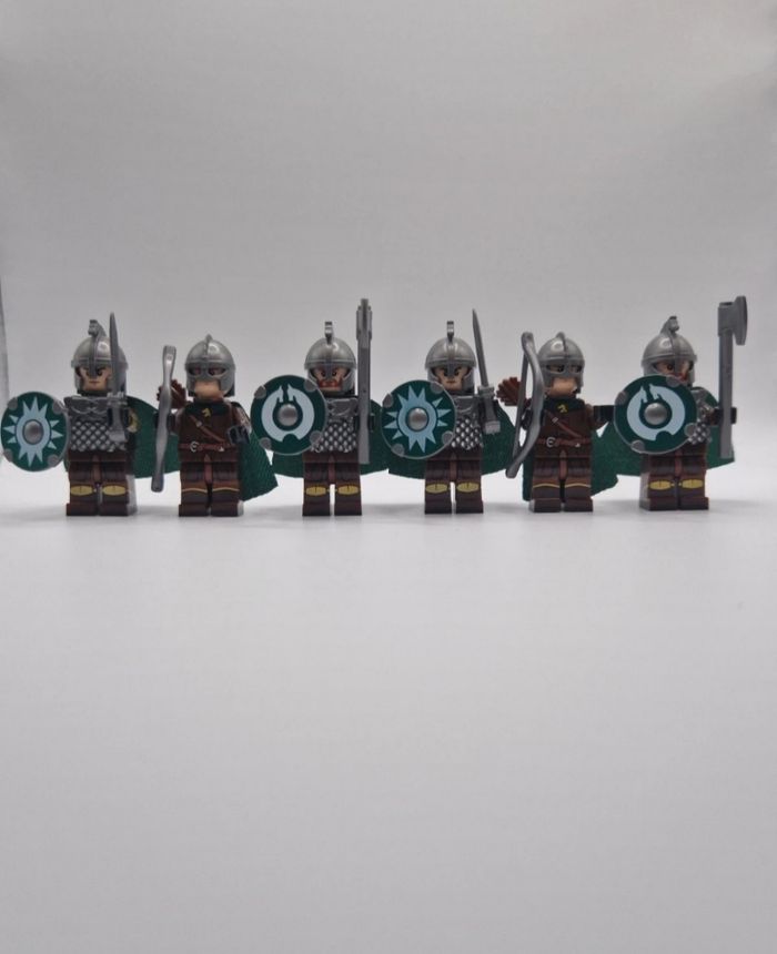 Figurines type lego 6 guerriers du rohan seigneur des anneaux / hobbit - photo numéro 5