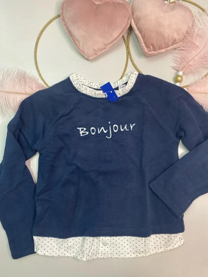 Pull fille - chemise - neuf - Okaïdi - Taille 4 ans