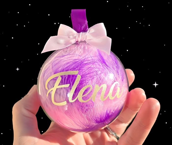 boule de noël personnalisée avec plumes