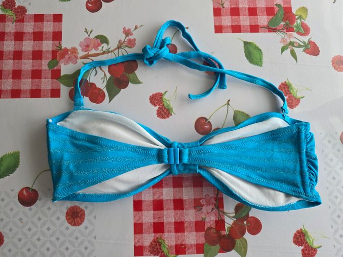 MAILLOT DE BAIN FEMME 2 PIÈCES BLEU TURQUOISE PAILLETTES 38 MARQUE F&F - photo numéro 6