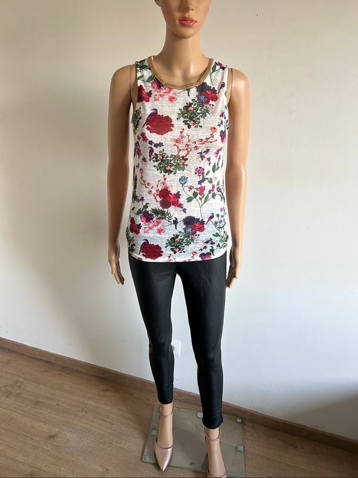 Débardeur fleuri neuf sans manches Morgan taille XS (valeur 29€) - photo numéro 3