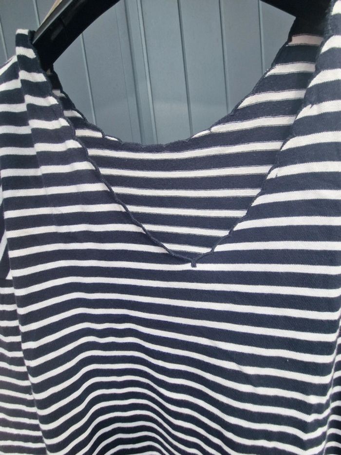 Haut marinière bleu a finition festonné - photo numéro 5