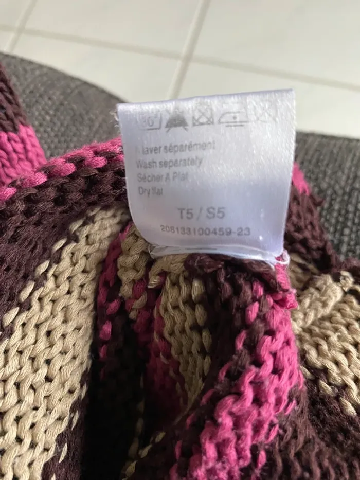 Pull Femme Burton Neuf – Rayé Prune / Rose / Beige – Taille 5 (FR 44/46) - photo numéro 4