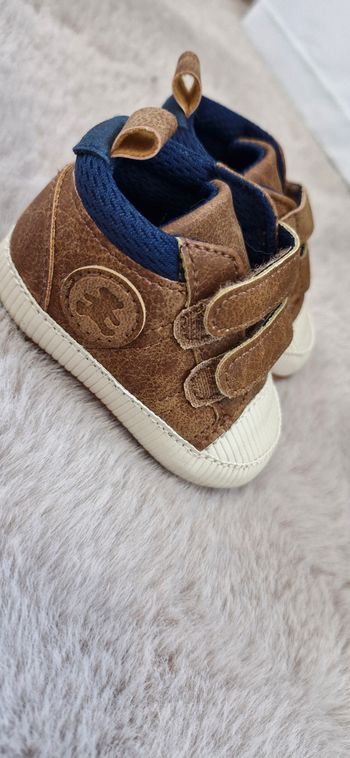 Chaussure baskets marron et bleu 0-3 mois Lulu Castagnette