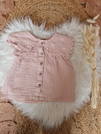 🌸 Magnifique blouse rose à col Kiabi 12 mois