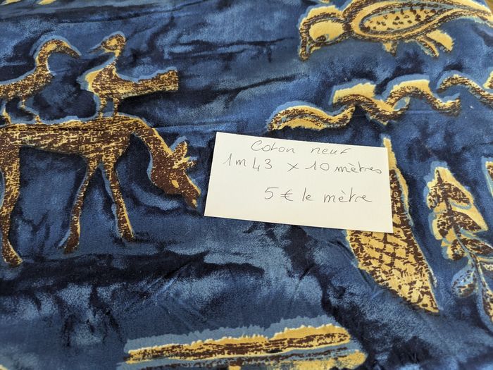 Tissu coton neuf imprimé bleu - photo numéro 4