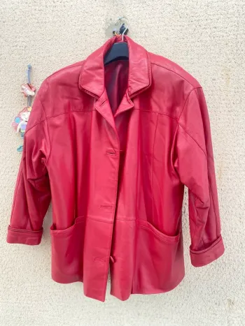 Veste blouson en cuir fiitala bordeaux