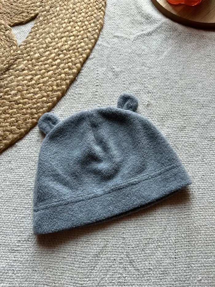 Bonnet bébé mixte – Gris avec petites oreilles – In Extenso – 0/3 mois (taille grand 3/6 mois) - photo numéro 2
