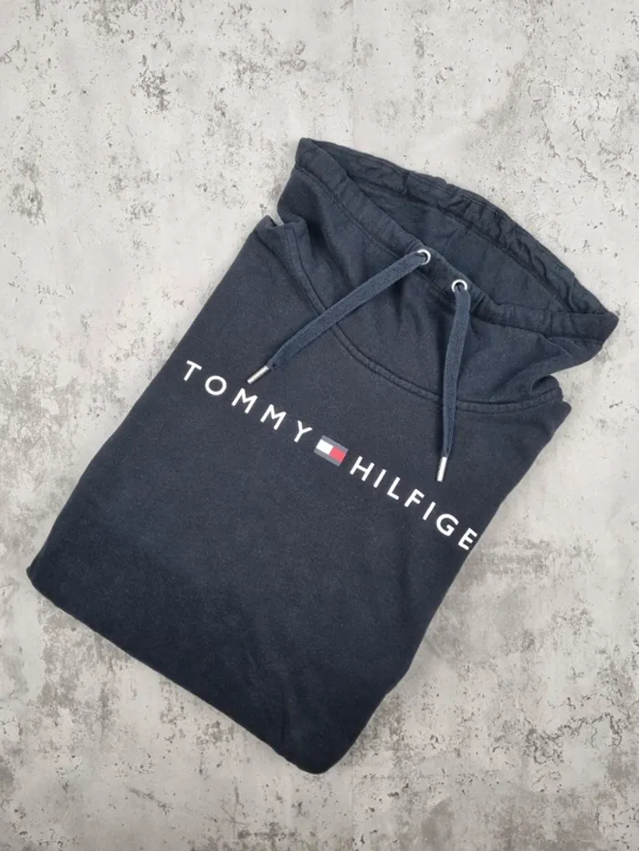 Sweat col montant Tommy Hilfiger noir – Taille XL Femmes (mesures en photos)