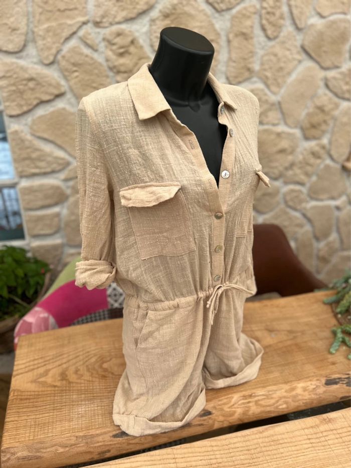 Combinaison short Combishort été lin neuf étiqueté saharienne - photo numéro 2